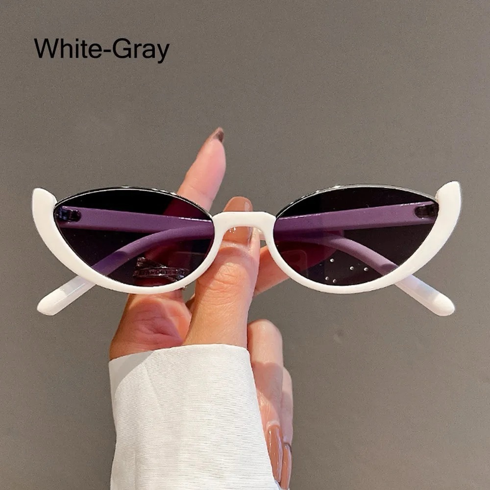 White Gray Cat Eye Sunglasses Trendy Summer Fashion Shades Casual Retro Eyewear